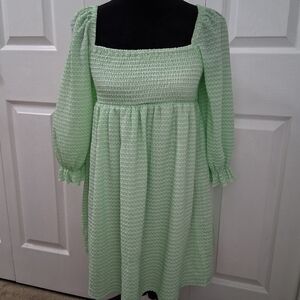 Cider Mint Green Textured Fabric With Smocked Bodice    Size XL